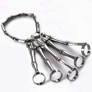 Silver Skeleton Hand Bracelet